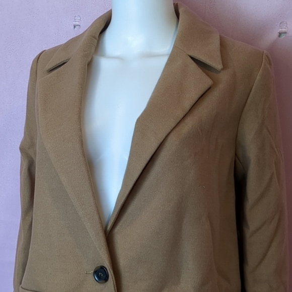 Missguided Button Front Slim Camel Coat with Pockets size 6 - Picture 2 of 8